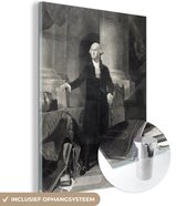 MuchoWow® Glasschilderij 120x160 cm - Schilderij acrylglas - Een portret van de president George Washington - Foto op glas - Schilderijen