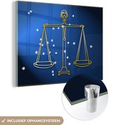 MuchoWow® Glasschilderij 80x60 cm - Schilderij acrylglas - Sterrenbeeld - Weegschaal - Sterren - Foto op glas - Schilderijen