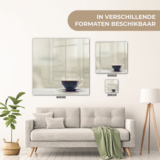 MuchoWow® Peinture sur verre - Expresso dans une tasse en verre - 90x90 cm - Peintures sur verre acrylique - Photo sur Glas