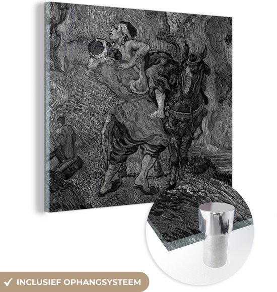 MuchoWow® Glasschilderij 20x20 cm - Schilderij acrylglas - De barmhartige samaritaan - Vincent van Gogh - Foto op glas - Schilderijen