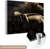 MuchoWow® Peinture sur verre 90x60 cm - Peinture sur verre acrylique - Éléphant - Boue - Animaux - Zwart - Photo sur verre - Peintures