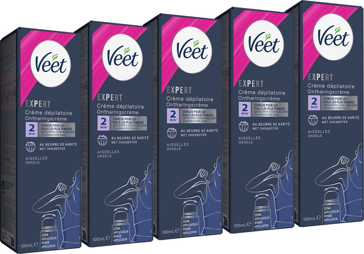 Veet - Expert - Ontharingscreme Oksels 100ml - 5 Stuks - Voordeelverpakking