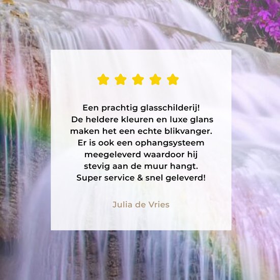 MuchoWow® Peinture sur verre 20x40 cm - Peinture sur verre acrylique - Cascade - Arbres - Arc-en-ciel - Violet - Photo sur verre - Peintures