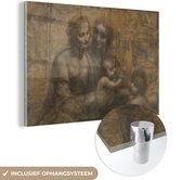 MuchoWow® Peinture sur verre 60x40 cm - Peinture sur verre acrylique - Marie avec l'enfant et Sainte Anne - Leonardo de Vinci - Photo sur verre - Peintures