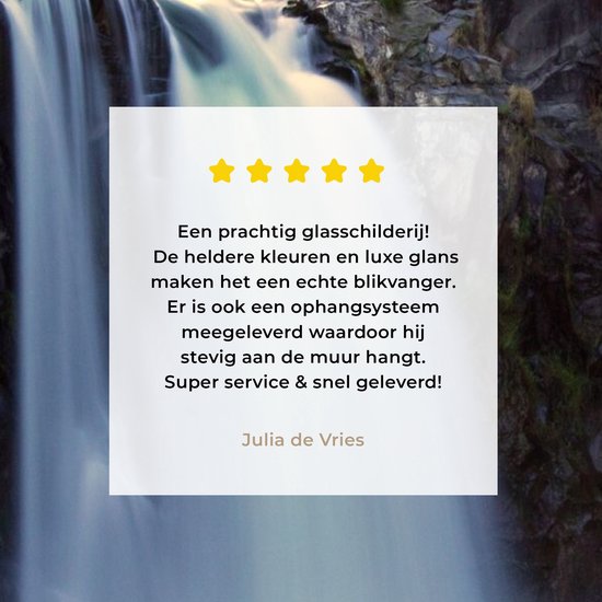 MuchoWow® Peinture sur verre - Cascade - Water - Rochers - 30x40 cm - Peintures acrylique - Photo sur Glas