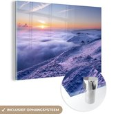 MuchoWow® Glasschilderij 150x100 cm - Schilderij acrylglas - Natuur in de winter - Foto op glas - Schilderijen