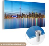 MuchoWow® Glasschilderij 160x80 cm - Schilderij acrylglas - Skyline van het Noord-Amerikaanse Toronto in Canada in de avond - Foto op glas - Schilderijen