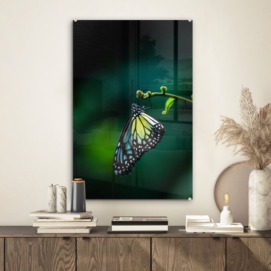 Peinture sur Verre - Papillon sur une Branche Fine - 40x60 cm - Peintures sur Verre Peintures - Photo sur Glas