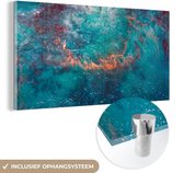 MuchoWow® Glasschilderij 160x80 cm - Schilderij acrylglas - Textuur van de oceaan - Foto op glas - Schilderijen