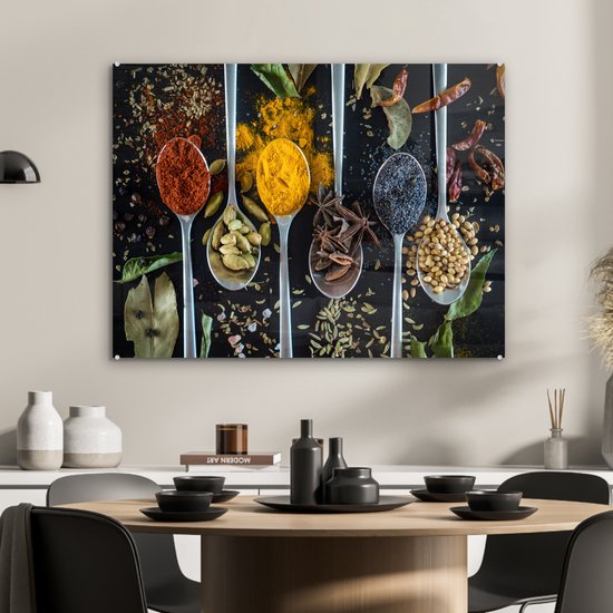 Peinture sur Verre - Herbes sur Cuillères - 80x60 cm - Peintures sur Verre Peintures - Photo sur Glas