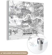 Peinture sur verre - Plan de la ville de Rotterdam - 50x50 cm - Peintures sur verre acrylique - Photo sur Glas - Carte