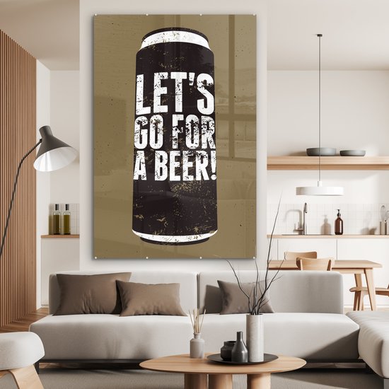 MuchoWow® Peinture sur verre - Bières - Canette - Vintage - Boisson - Citations - Dictons - 100x150 cm - Peintures sur verre acrylique - Photo sur Glas