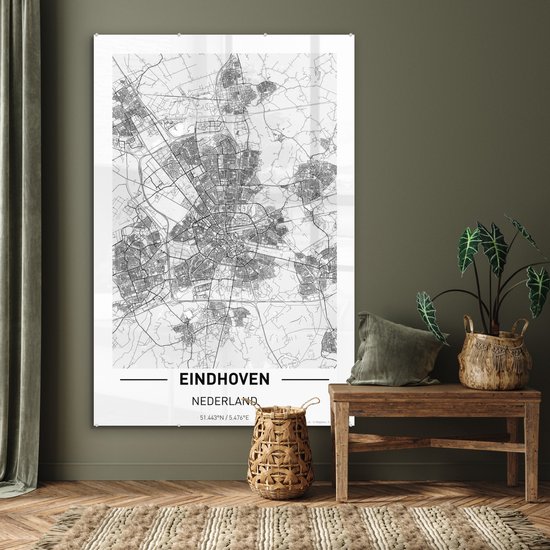 Peinture sur Verre - Plan de la Ville d'Eindhoven - 120x180 cm - Peintures sur Verre Peintures - Photo sur Glas