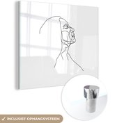 MuchoWow® Peinture sur verre 90x90 cm - Peinture sur verre - Dessin au Line - Femmes - Visage - Photo sur verre acrylique - Peintures