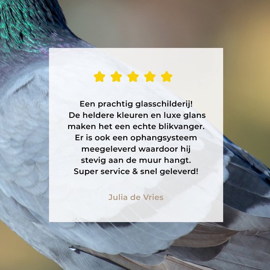 MuchoWow® Peinture sur verre 150x100 cm - Peinture sur verre acrylique - Duif - Vogel - Clôture - Photo sur verre - Peintures