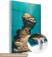 MuchoWow® Glasschilderij 30x40 cm - Schilderij acrylglas - rotsen in het water - Foto op glas - Schilderijen