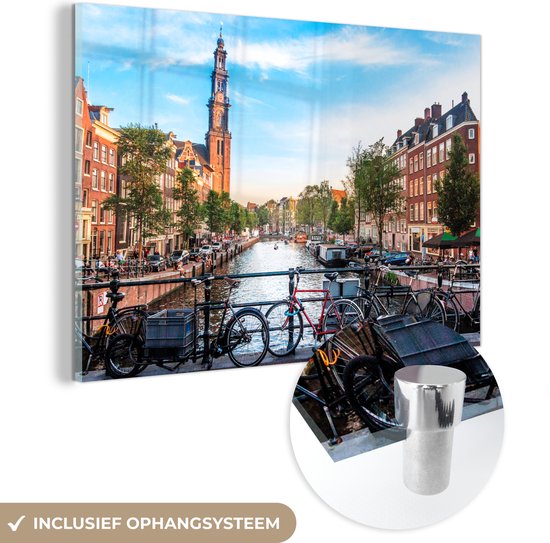 Peinture sur Verre - Canal à Amsterdam - 120x80 cm - Peintures sur Verre Peintures - Photo sur Glas