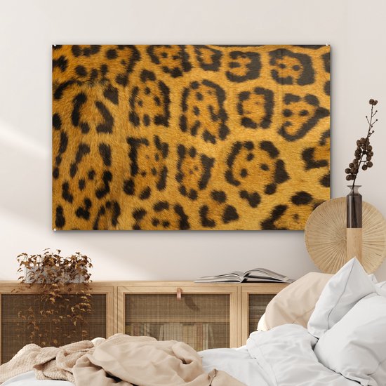 MuchoWow® Peinture sur Verre - Fourrure de Léopard - 120x80 cm - Peintures sur Verre Acrylique - Photo sur Glas