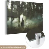 MuchoWow® Glasschilderij 30x20 cm - Schilderij acrylglas - Spookachtige heks in het bos - Foto op glas - Schilderijen