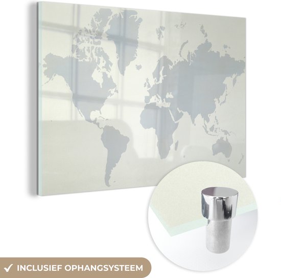 Wereldkaart met grijstinten Glas 60x40