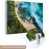 MuchoWow® Glasschilderij 60x40 cm - Schilderij acrylglas - Strand van Hawaï - Foto op glas - Schilderijen