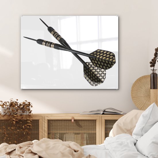 MuchoWow® Peinture sur verre 80x60 cm - Peinture sur verre acrylique - Deux fléchettes - Photo sur verre - Peintures