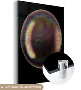 MuchoWow® Glasschilderij 120x160 cm - Schilderij acrylglas - Zeepbel op zwarte achtergrond - Foto op glas - Schilderijen
