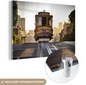MuchoWow® Glasschilderij - San Francisco - Tram - Spoor - 60x40 cm - Acrylglas Schilderijen - Foto op Glas
