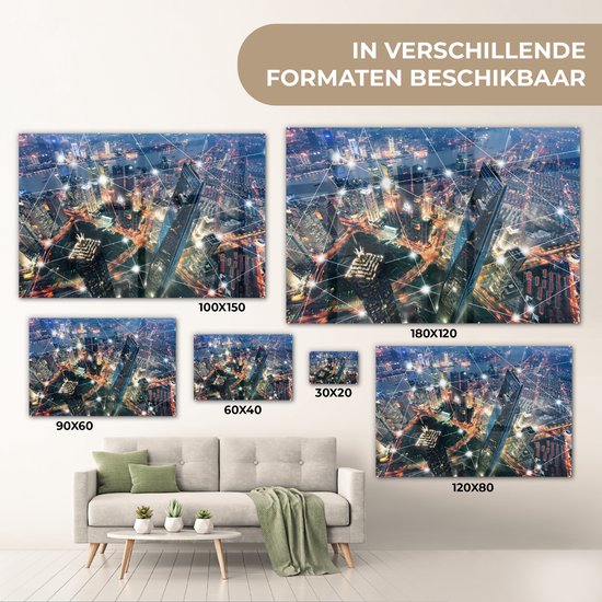 MuchoWow® Peinture sur verre 30x20 cm - Peinture sur verre acrylique - Réseau urbain - Photo sur verre - Peintures