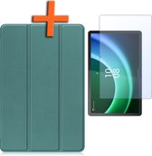 Hoes Geschikt voor Lenovo Tab P11 (2e Gen) Hoes Tri-fold Tablet Hoesje Case Met Screenprotector - Hoesje Geschikt voor Lenovo Tab P11 (2nd Gen) Hoesje Hardcover Bookcase - Donkergroen