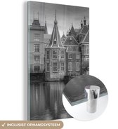 Peinture sur verre - Les bâtiments du Parlement néerlandais à La Haye - noir et blanc - 60x90 cm - Peintures en plexiglas