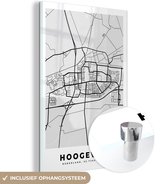 MuchoWow® Glasschilderij 40x60 cm - Schilderij acrylglas - Stadskaart - Hoogeveen - Grijs - Wit - Foto op glas - Schilderijen - Plattegrond