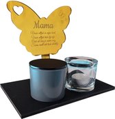 LBM mini urn vlinder gepersonaliseerd met waxinehouder en gedicht - gedenkset - goud