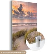 Glasschilderij natuur - Strand - Zee - Duin - Zonsondergang - Foto op glas - Wanddecoratie - Glasschilderij strand - 100x150 cm - Acrylglas - Muurdecoratie - glasschilderijen woonkamer