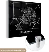 MuchoWow® Glasschilderij 90x90 cm - Schilderij acrylglas - Stadskaart - Hilversum - Plattegrond - Kaart - Foto op glas - Schilderijen