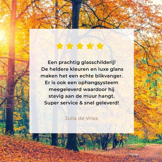 MuchoWow® Glasschilderij 90x60 cm - Schilderij acrylglas - Bomen - Herfst - Bos - Herfstbladeren - Foto op glas - Schilderijen
