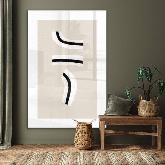 MuchoWow® Peinture sur verre 120x180 cm - Peinture sur verre acrylique - Ligne - Pastel - Design - Photo sur verre - Peintures