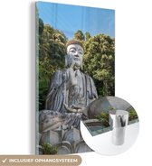 MuchoWow - Glasschilderij - Foto op glas - Acrylglas - Boeddha beeld - Natuur - Boom - Schilderij glas - Glasschilderij binnen - 120x180 cm - Muurdecoratie - Wanddecoratie woonkamer