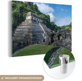 MuchoWow® Glasschilderij 120x80 cm - Schilderij acrylglas - Piramide van Palenque Mexico fotoprint - Foto op glas - Schilderijen