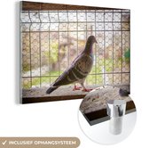 MuchoWow® Peinture sur verre 60x40 cm - Peinture sur verre - Duif en cage - Photo sur verre acrylique - Peintures