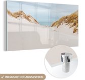 MuchoWow® Glasschilderij 40x20 cm - Schilderij acrylglas - Zee achter de duinen - Foto op glas - Schilderijen