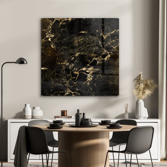 MuchoWow® Peinture sur verre 90x90 cm - Peinture sur verre acrylique - Or - Zwart - Luxe - Vintage - Photo sur verre - Peintures