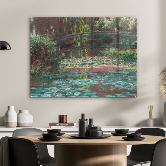 MuchoWow® Peinture sur verre 80x60 cm - Peinture sur verre acrylique - Étang aux Water - Peinture de Claude Monet - Photo sur verre - Peintures