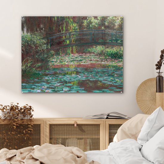MuchoWow® Peinture sur verre 80x60 cm - Peinture sur verre acrylique - Étang aux Water - Peinture de Claude Monet - Photo sur verre - Peintures