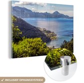 MuchoWow® Glasschilderij 30x20 cm - Schilderij acrylglas - Atitlan meer - Foto op glas - Schilderijen