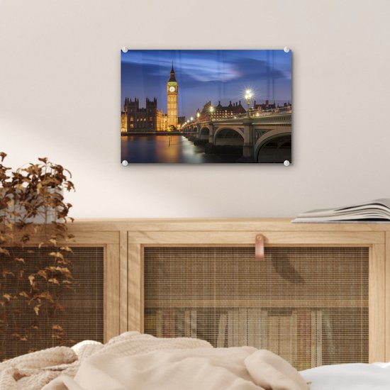 Formation de nuages colorés sur Big Ben à Londres Plexiglas 30x20 cm - petit - Tirage photo sur Glas (décoration murale en plexiglas)