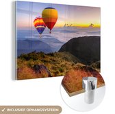 MuchoWow® Glasschilderij 120x80 cm - Schilderij acrylglas - Luchtballonnen boven Thailand - Foto op glas - Schilderijen