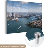MuchoWow® Glasschilderij 180x120 cm - Schilderij acrylglas - Luchtfoto van Sydney Harbour Bridge, Australië - Foto op glas - Schilderijen