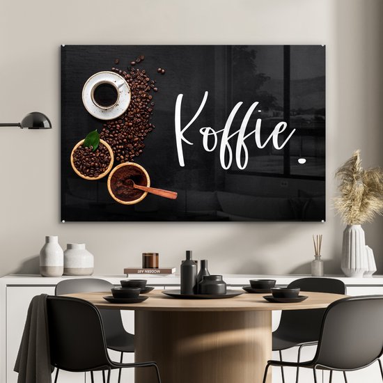 MuchoWow® Peinture sur verre 90x60 cm - Peinture sur verre acrylique - Dictons - Café - Citations - Photo sur verre - Peintures