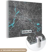 MuchoWow® Glasschilderij 50x50 cm - Schilderij acrylglas - Duitsland – Blauw – Berlijn – Stadskaart – Kaart – Plattegrond - Foto op glas - Schilderijen